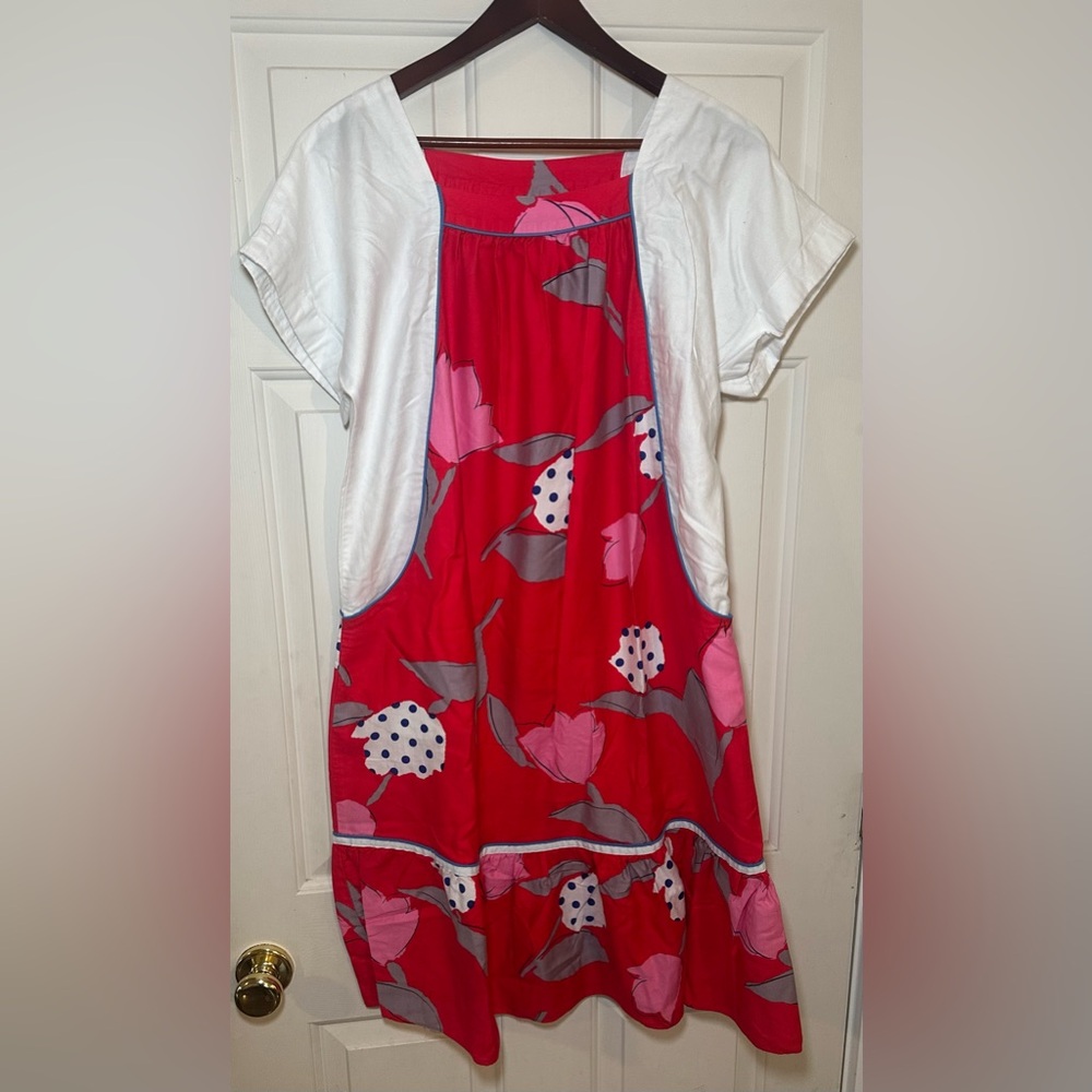 Vintage Carol & Mary Hawaii Short Sleeve Cotton Dress White & Red Floral Size M.